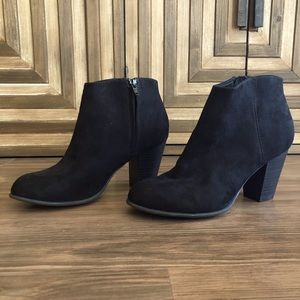 Black Faux Suede Ankle Booties